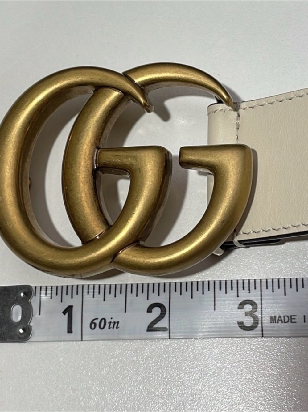 Gucci Cream Leather Double G Buckle Belt - Picture 4 of 6
